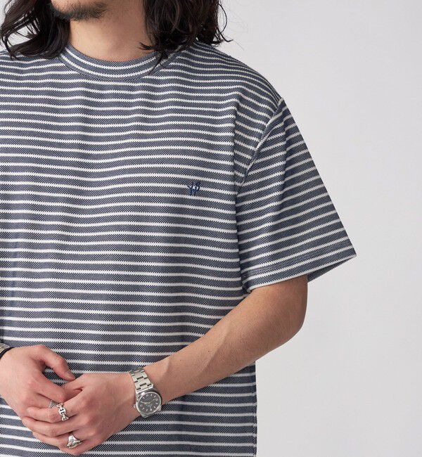 SHIPS「【WEB限定】SHIPS: ワンポイント ロゴ バーズアイ Tシャツ」|Tシャツ・カットソー|ダークブルー