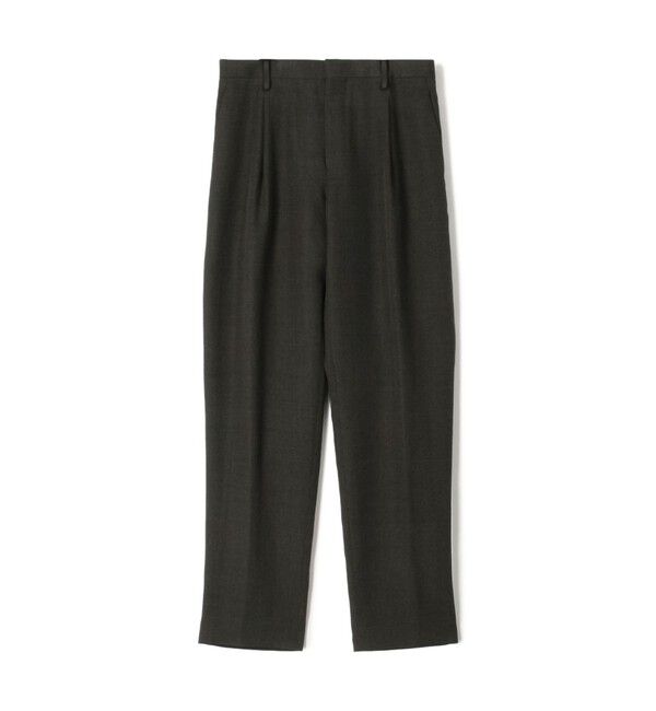 TOMORROWLAND MENS「ウールリネンメッシュシャンブレー 1プリーツパンツ」|スラックス|57 カーキ