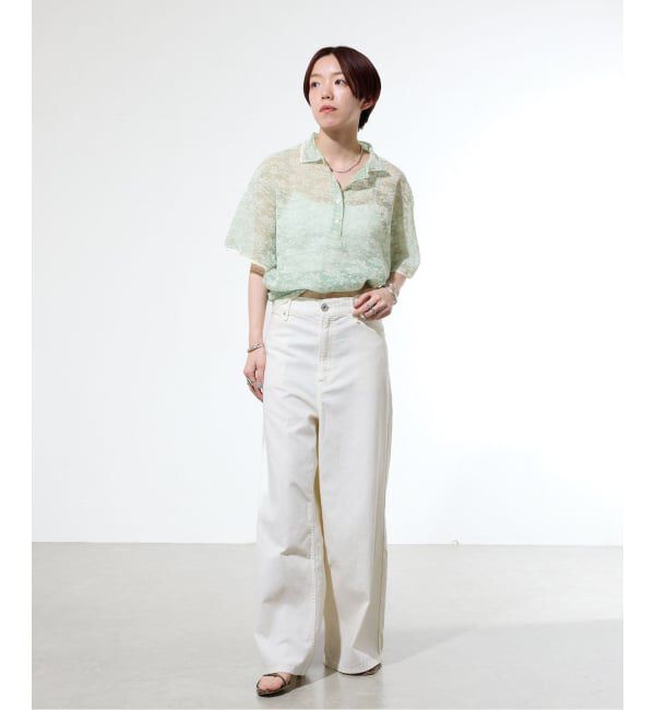 IENA「《一部店舗限定/手洗い可》フラワージャガード シャツプルオーバー」|ニット・セーター|