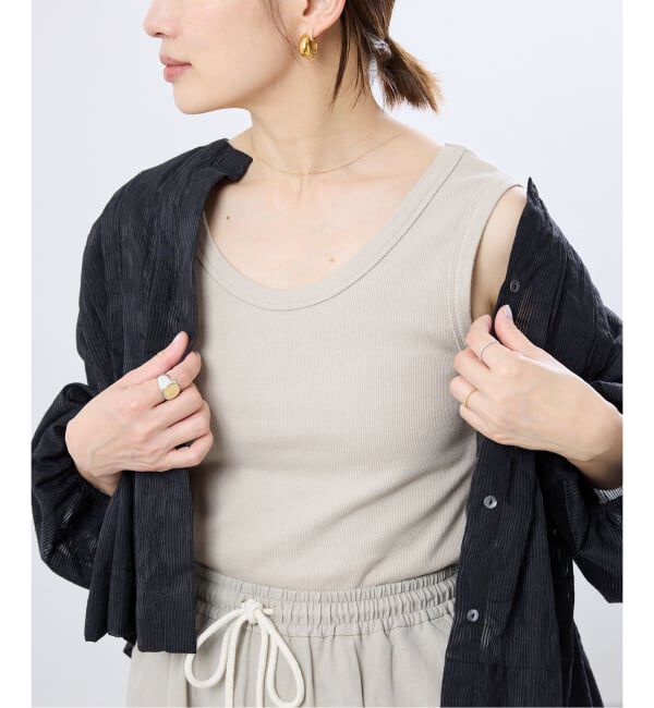 IENA「《追加/UVカット》テレコストレッチフレンチノースリーブ」|Tシャツ・カットソー|