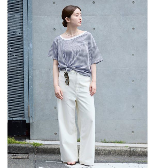 IENA「FOLKIN' VIOLETTE ROOM ASYMMETRY TEE Tシャツ FVR24407」|Tシャツ・カットソー|