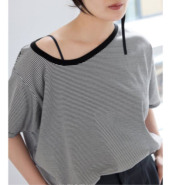 IENA「FOLKIN' VIOLETTE ROOM ASYMMETRY TEE Tシャツ FVR24407」|Tシャツ・カットソー|