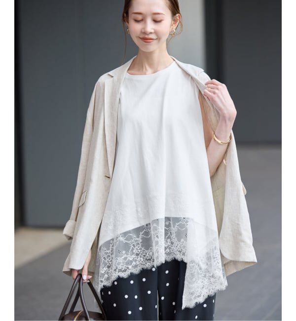 SLOBE IENA「《追加2》レースコンビノースリカットソー」|Tシャツ・カットソー|