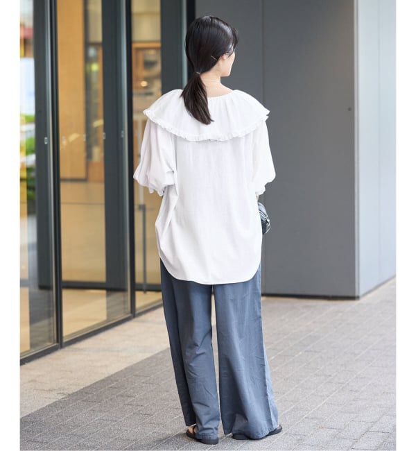 IENA「コットンドライボイル ラッフルブラウス」|シャツ・ブラウス|