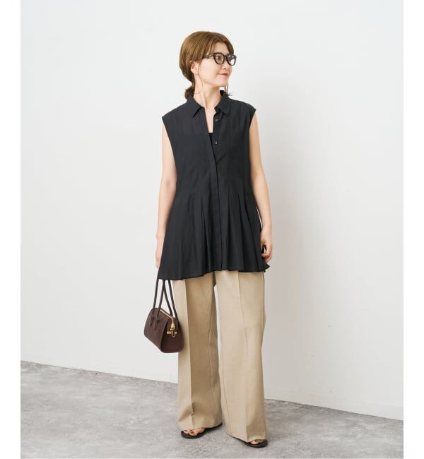 Spick and Span「《手洗い可》C/Rボイルタックノースリーブブラウス」|シャツ・ブラウス|