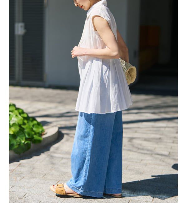 Spick and Span「《手洗い可》C/Rボイルタックノースリーブブラウス」|シャツ・ブラウス|