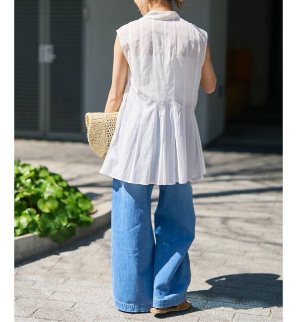 Spick and Span「《手洗い可》C/Rボイルタックノースリーブブラウス」|シャツ・ブラウス|