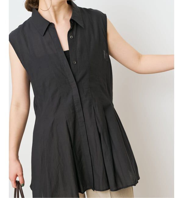 Spick and Span「《手洗い可》C/Rボイルタックノースリーブブラウス」|シャツ・ブラウス|