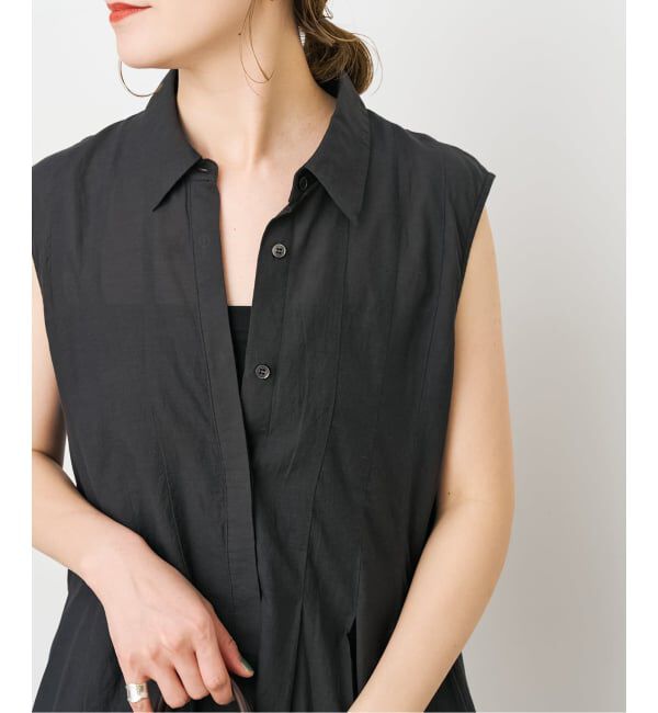 Spick and Span「《手洗い可》C/Rボイルタックノースリーブブラウス」|シャツ・ブラウス|