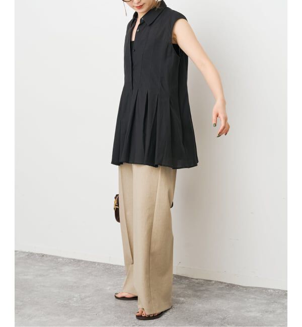 Spick and Span「《手洗い可》C/Rボイルタックノースリーブブラウス」|シャツ・ブラウス|