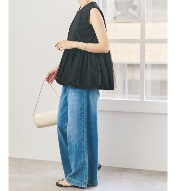 Spick and Span「《手洗い可》チュールペプラムブラウス」|シャツ・ブラウス|