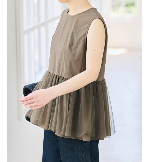 Spick and Span「《手洗い可》チュールペプラムブラウス」|シャツ・ブラウス|