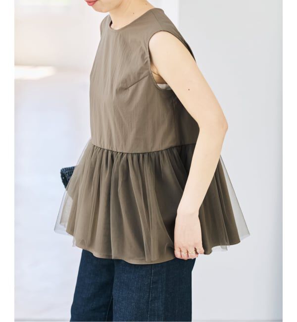 Spick and Span「《手洗い可》チュールペプラムブラウス」|シャツ・ブラウス|