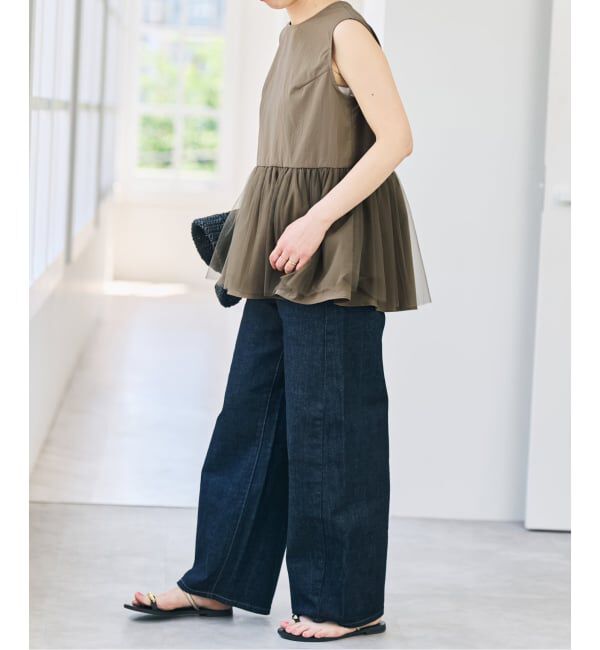 Spick and Span「《手洗い可》チュールペプラムブラウス」|シャツ・ブラウス|