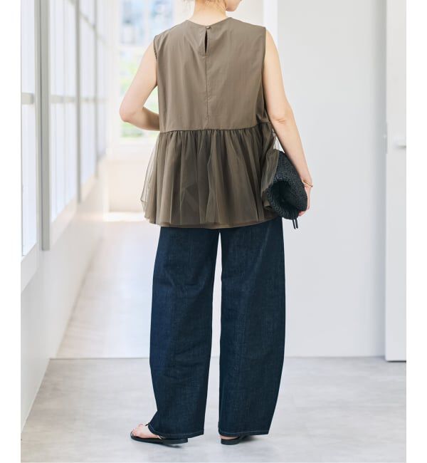 Spick and Span「《手洗い可》チュールペプラムブラウス」|シャツ・ブラウス|