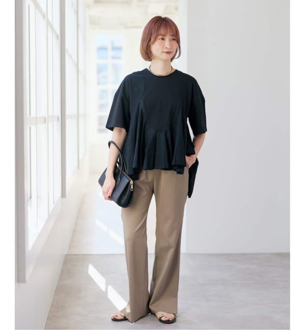 Spick and Span「《一部店舗+WEB限定 / 追加予約》AAYUSHI / アユーシ ペプラムラッフルTシャツ」|Tシャツ・カットソー|