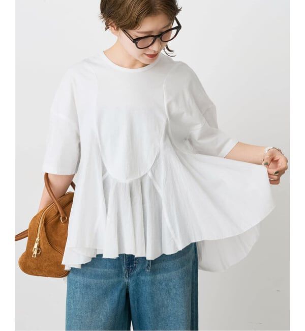 Spick and Span「《一部店舗+WEB限定 / 追加予約》AAYUSHI / アユーシ ペプラムラッフルTシャツ」|Tシャツ・カットソー|