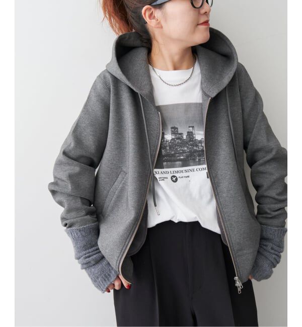 Spick and Span「《WEB限定カラー有り / 追加予約》ストレッチジップフードパーカー」|パーカー|グレー