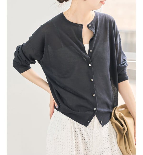 Spick and Span「《追加》ウォッシャブルシアークルーカーディガン」|カーディガン|グレー