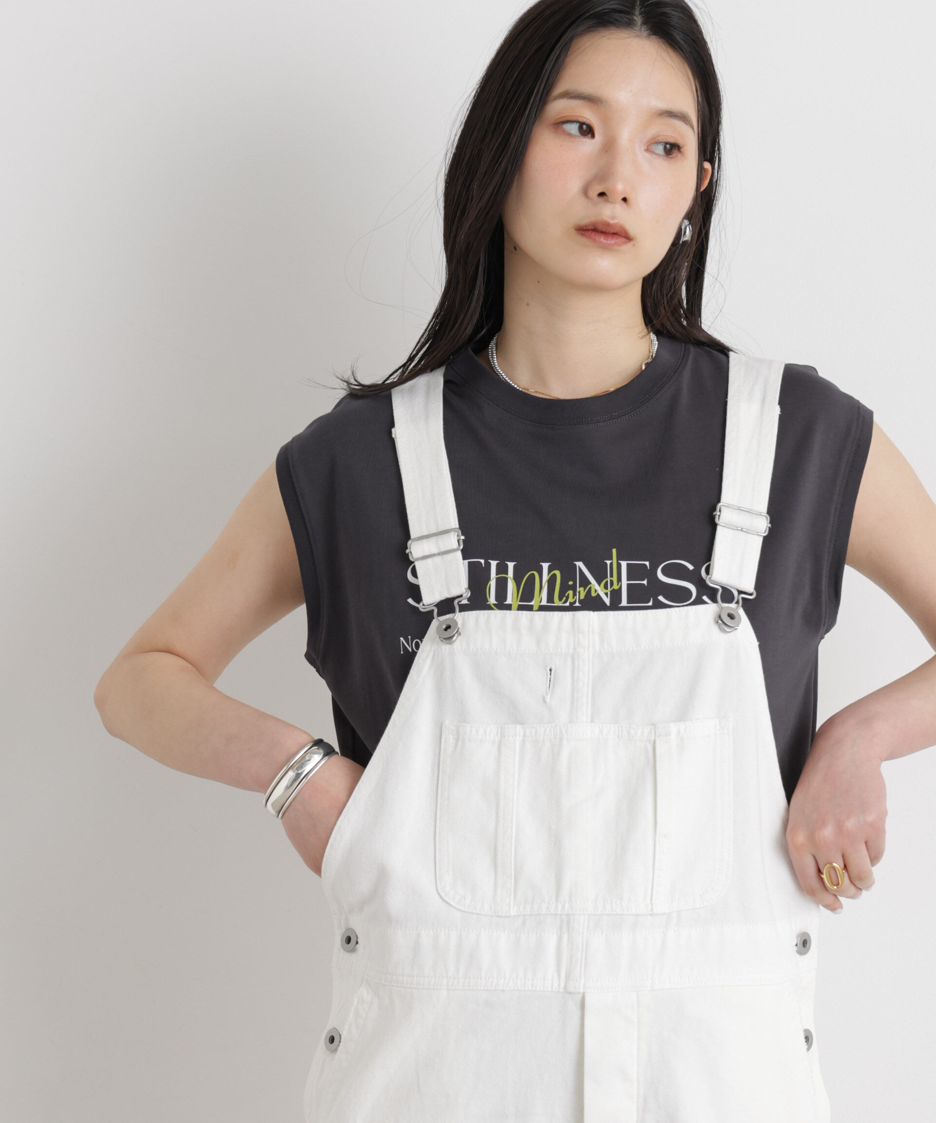 nano･universe「MINERALTEX(TM)ロゴプリントノースリーブTシャツ」|Tシャツ・カットソー|