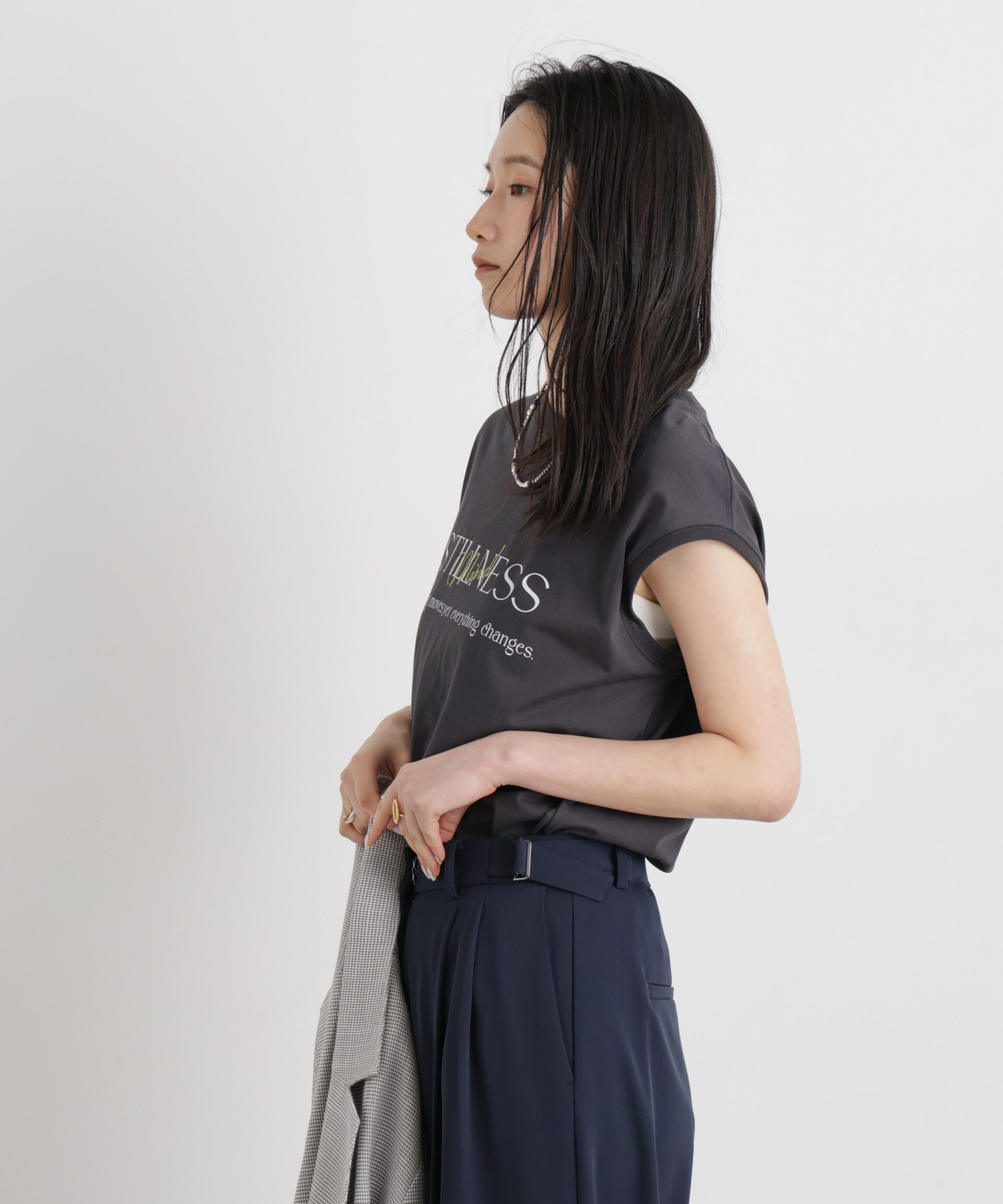 nano･universe「MINERALTEX(TM)ロゴプリントノースリーブTシャツ」|Tシャツ・カットソー|