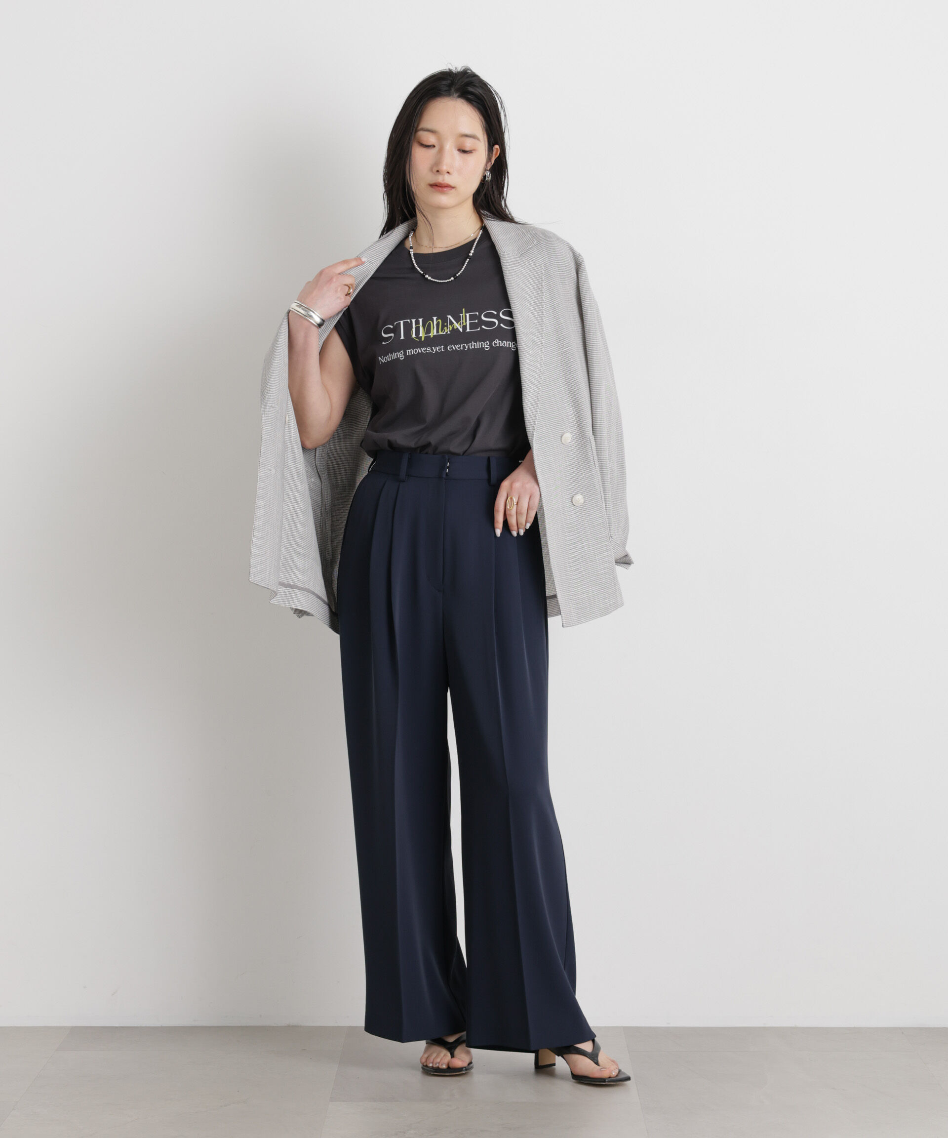nano･universe「MINERALTEX(TM)ロゴプリントノースリーブTシャツ」|Tシャツ・カットソー|