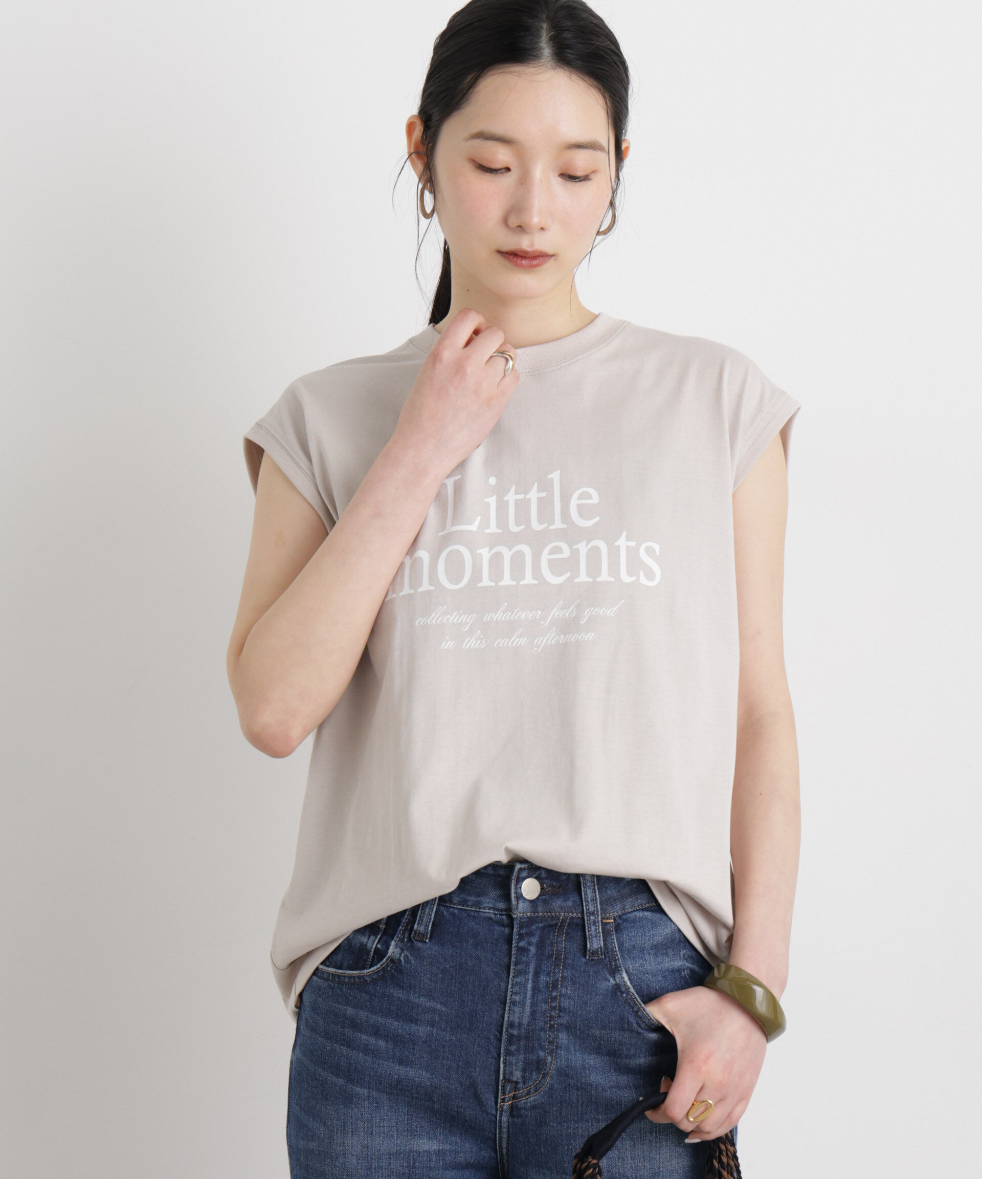nano･universe「MINERALTEX(TM)ロゴプリントノースリーブTシャツ」|Tシャツ・カットソー|