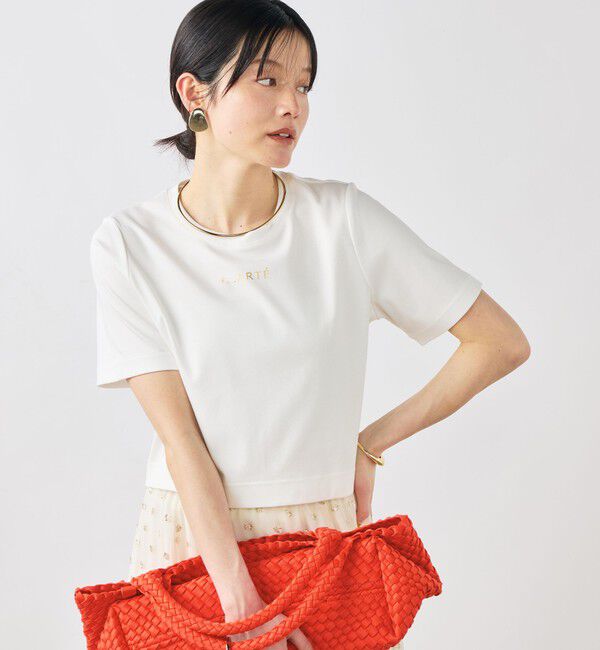 NOLLEY'S sophi「《撥水/汗染み軽減》ショート丈ロゴTシャツ」|Tシャツ・カットソー|ホワイト系3