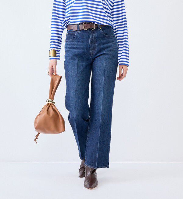 Rie Miller「《5サイズ展開》【RM denim】センタープレス裾デザインデニム」|デニム|インディゴブルー