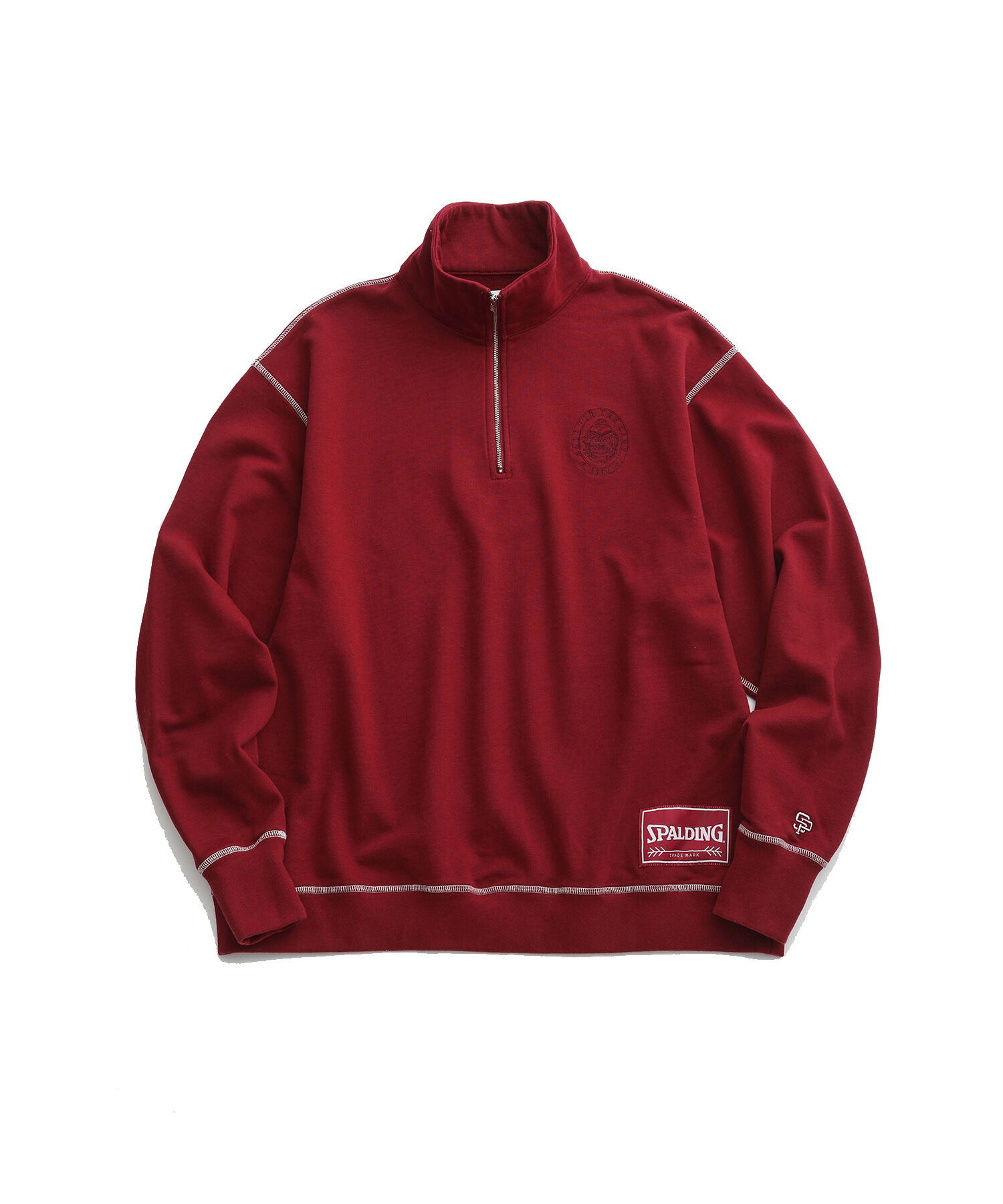 ADAM ET ROPE'「《別注》【SPALDING/スポルディング】EMBROIDERY HALF ZIP POLO SWEAT / UNISEX」|スウェット・ジャージ|