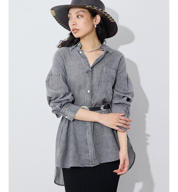  「《冷房対策/手洗い可》デニムシフォンシャツ」|シャツ・ブラウス|