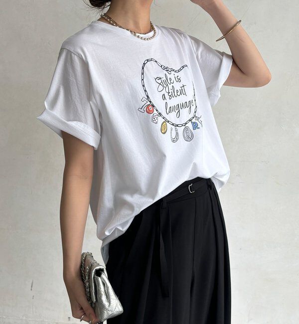  「【WEB限定】刺繍&times;プリントチャームイラストTEE」|Tシャツ・カットソー|