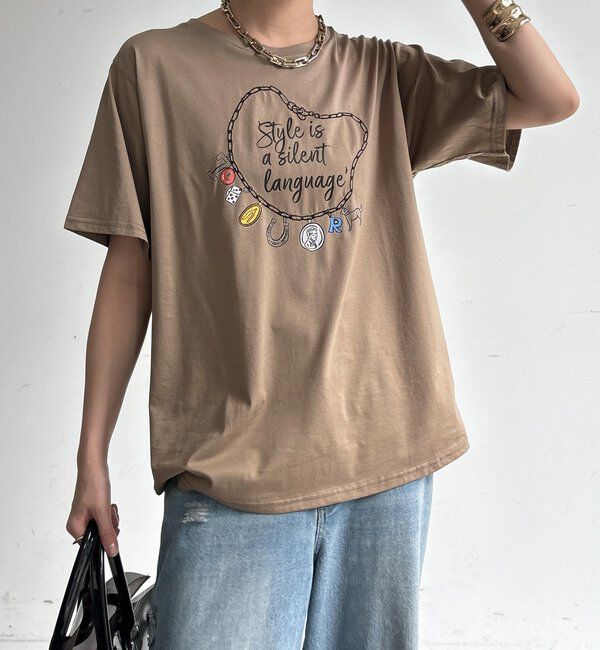  「【WEB限定】刺繍&times;プリントチャームイラストTEE」|Tシャツ・カットソー|