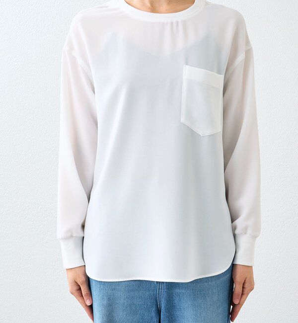 「【冷房・日焼け対策◎/3サイズ展開/手洗い可】ジョーゼットポケットブラウス」|シャツ・ブラウス|