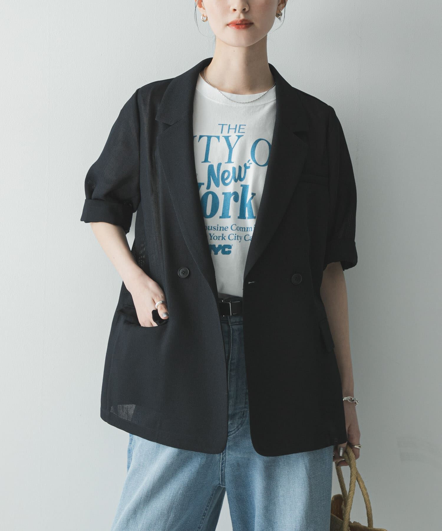 URBAN RESEARCH「シアーメッシュハーフスリーブジャケット」|その他|ブルー系その他