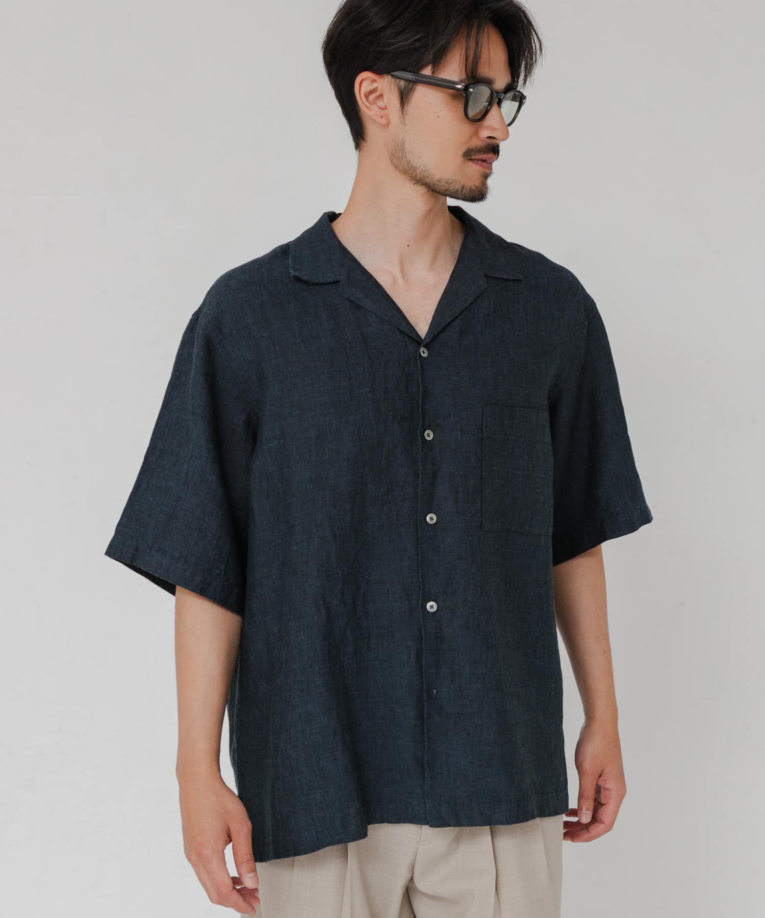 URBAN RESEARCH「LINEN CHAMBRAY O/C SHIRTS」|シャツ・ブラウス|ネイビー