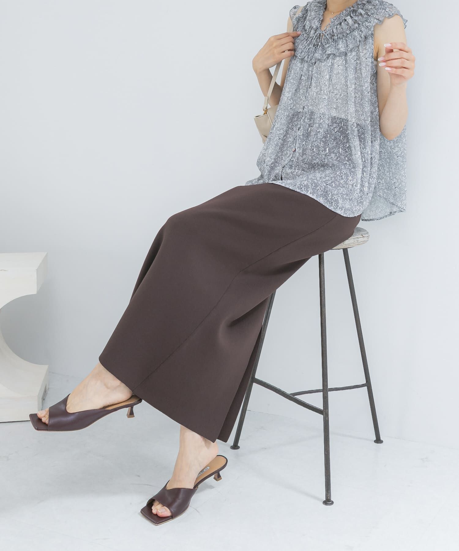 URBAN RESEARCH ROSSO「ウォッシャブルニットストレートスカート」|スカート|ブラウン