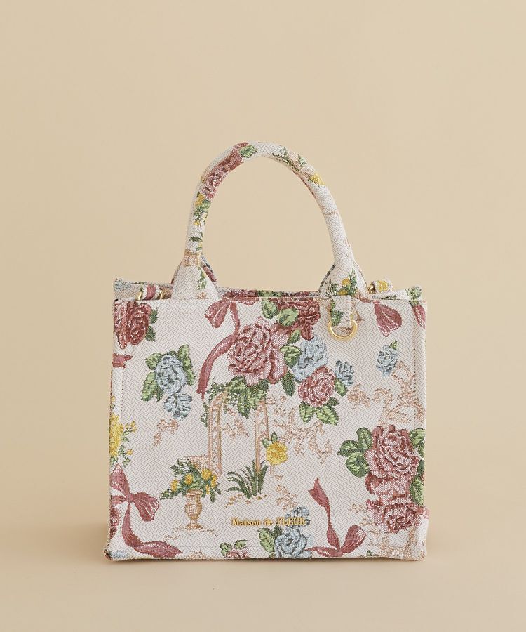 Maison de FLEUR「フラワーガーデン柄ゴブラン2Wayスクエアトート」|ハンドバッグ|
