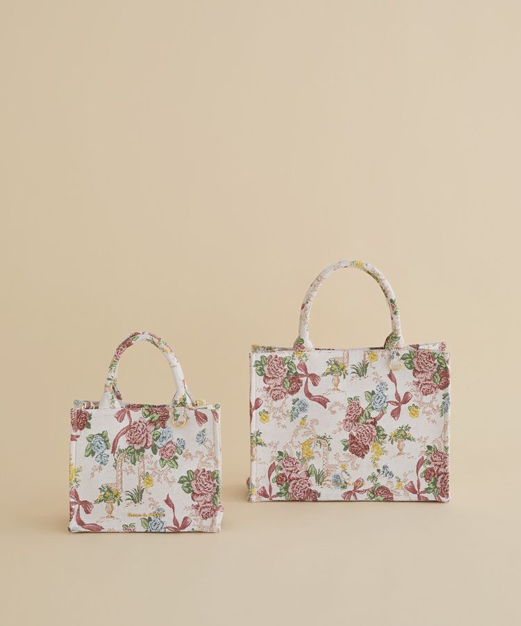 Maison de FLEUR「フラワーガーデン柄ゴブラン2Wayスクエアトート」|ハンドバッグ|