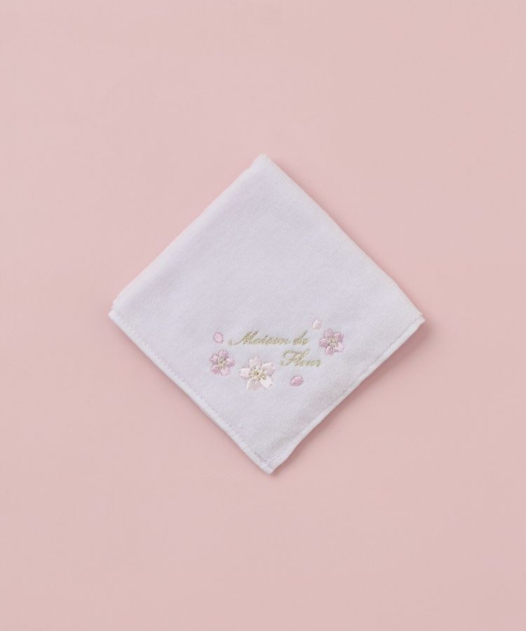 Maison de FLEUR「サクラ刺繍タオルハンカチ」|ハンカチ|ラベンダー