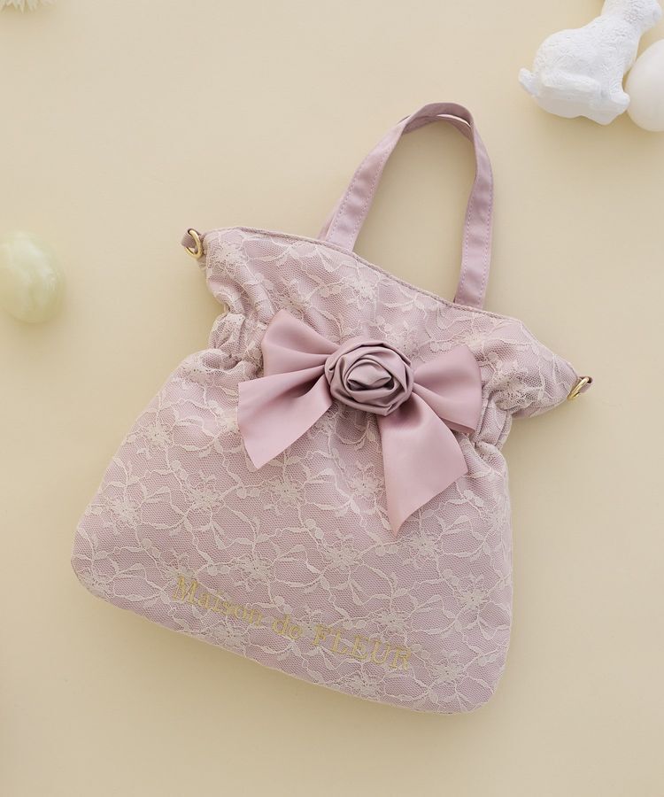 Maison de FLEUR「【2Way】ローズリボン2Wayトートバッグ」|トートバッグ|ライトピンク
