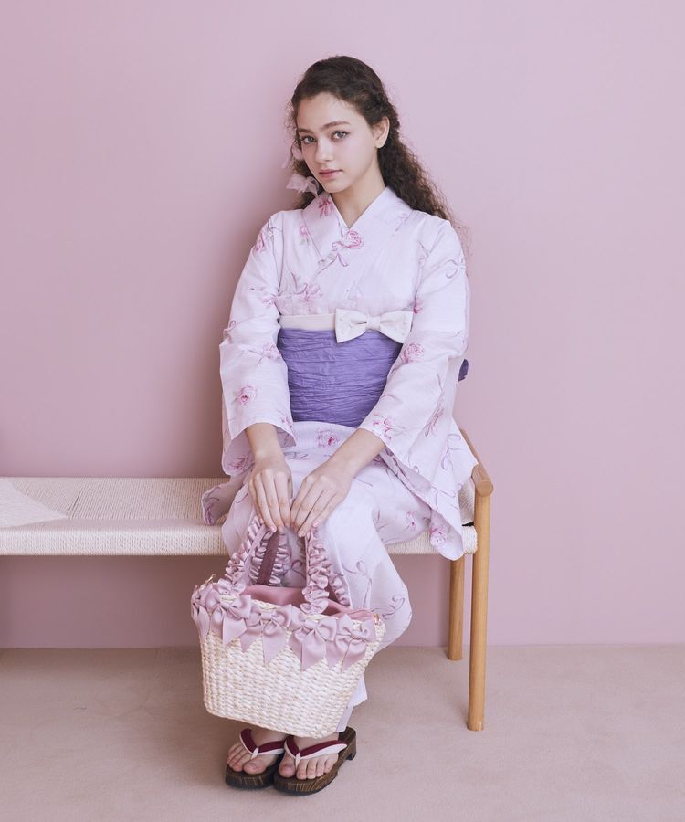 Maison de FLEUR「【2Way】フリルハンドルメイズリボン2Wayカゴバッグ」|ハンドバッグ|