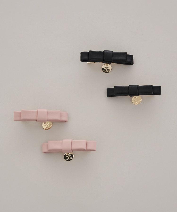 Maison de FLEUR「【2個セット】フェイクレザーリボンクリップセット」|その他|