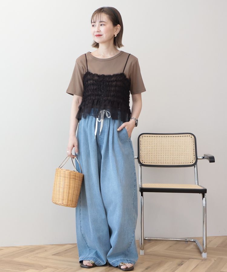 AMERICAN HOLIC「【2点セット】半袖Tシャツ＋チュールビスチェ」|Tシャツ・カットソー|
