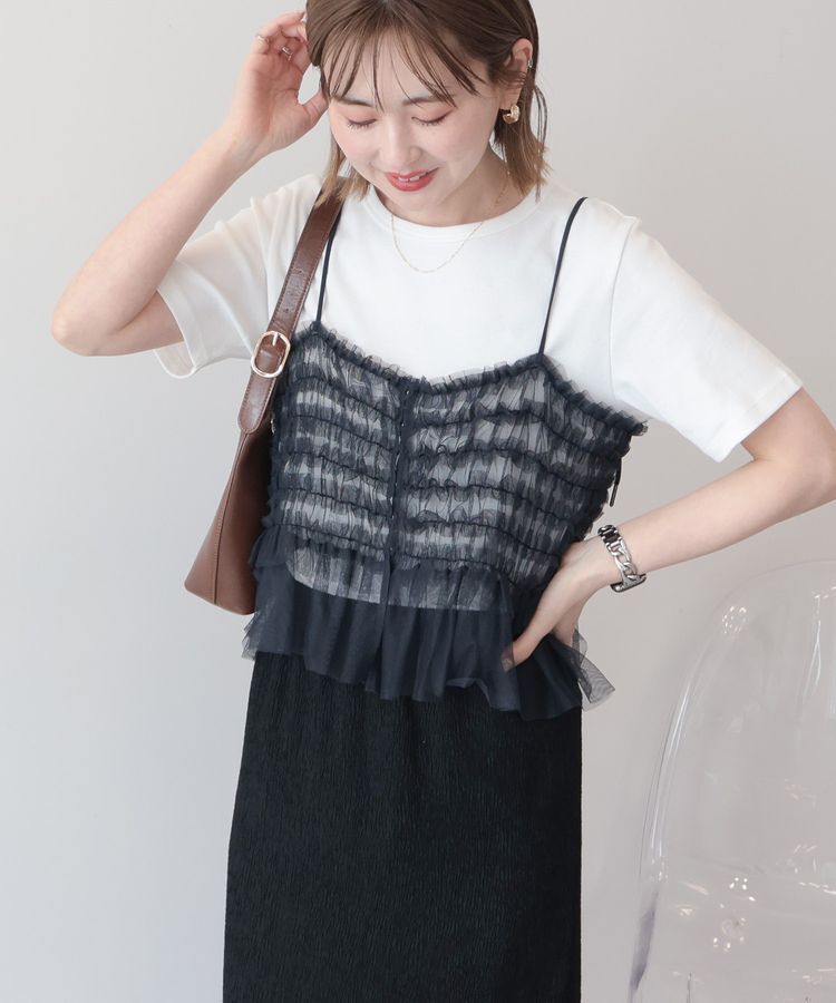 AMERICAN HOLIC「【2点セット】半袖Tシャツ＋チュールビスチェ」|Tシャツ・カットソー|