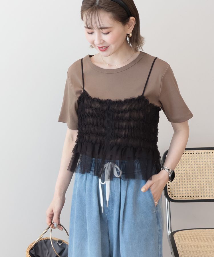AMERICAN HOLIC「【2点セット】半袖Tシャツ＋チュールビスチェ」|Tシャツ・カットソー|Mocha