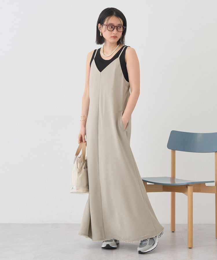 AMERICAN HOLIC「【接触冷感・イージーケア】リネンライクフリンジキャミワンピース」|ワンピース|Gray Beige