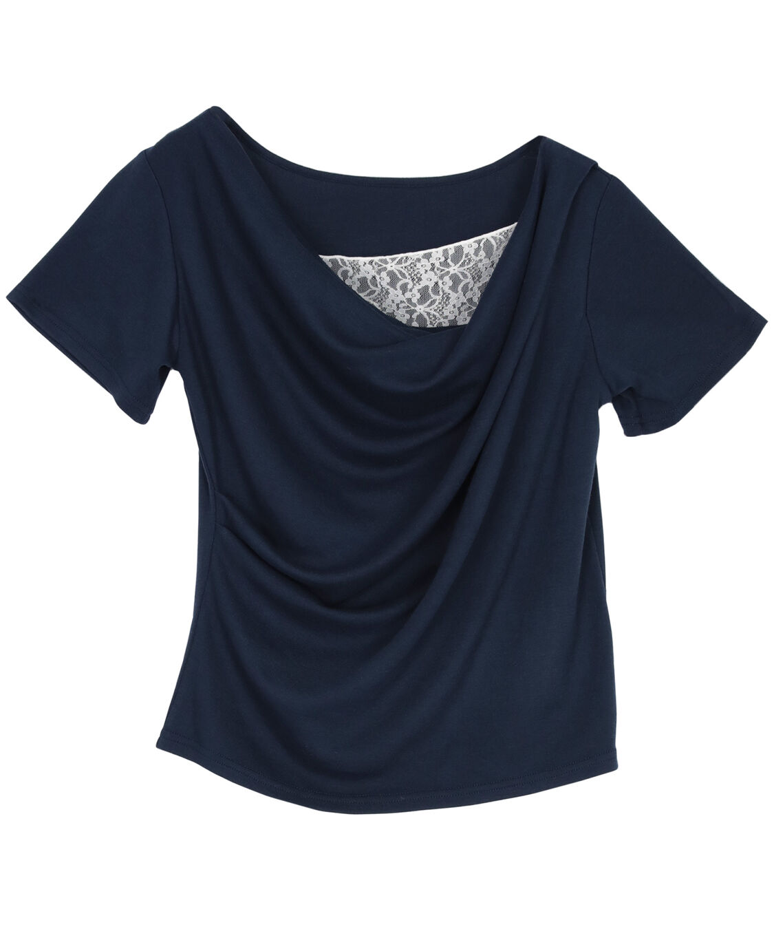titivate「オフショルダーハーフスリーブレースドッキングTシャツ」|Tシャツ・カットソー|