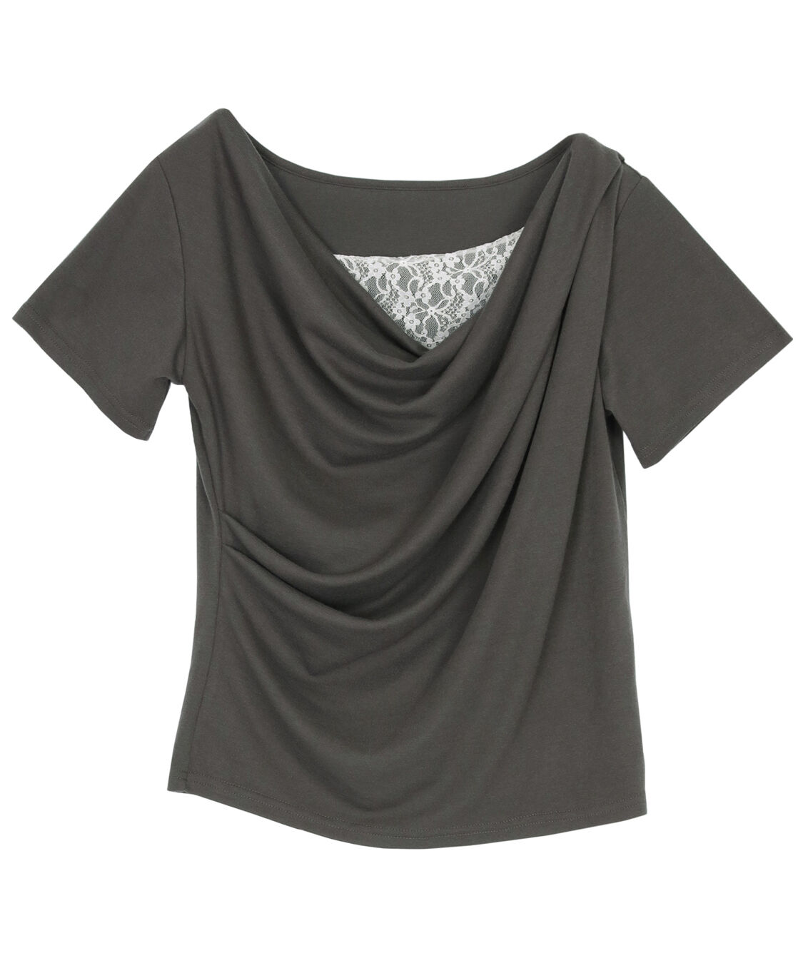titivate「オフショルダーハーフスリーブレースドッキングTシャツ」|Tシャツ・カットソー|
