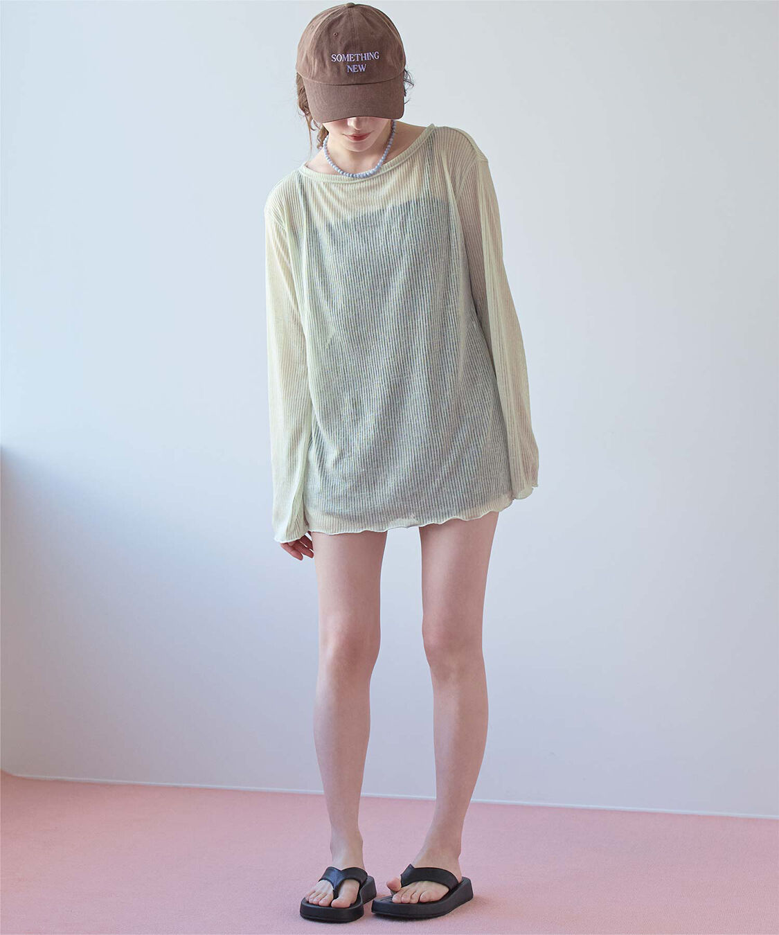 SEA DRESS「4点セット/長袖トップス付シャーリングビキニ&times;ショートパンツ/水着」|ビキニ|